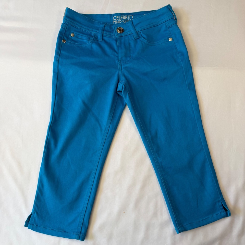 Celebrity Pink Girls Sky‎ Blue Cropped Pants Size 8 CK40055F57 Stretch Capris